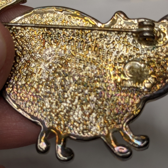 Sterling Silver & black enamel Vtg Live Cat brooch - Picture 3 of 4